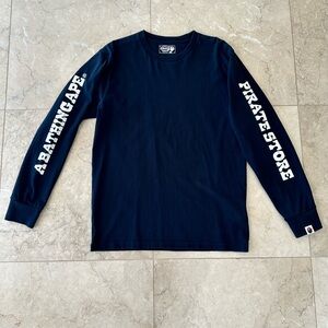 Men's Bathing Ape Pirate Store Black Long Sleeve Shirt in Size M